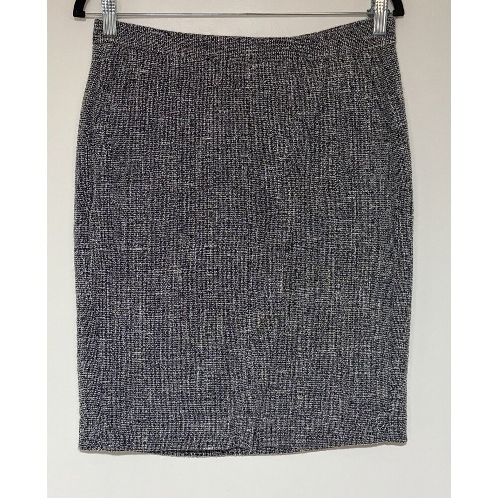 BANANA REPUBLIC Women's Blue And White Textured Faux Wrap Skirt Size 6